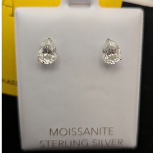 GRA 1.60ctw Pear Cut Moissanite Stud Earrings Sterling Silver D VVS 5x7mm Studs